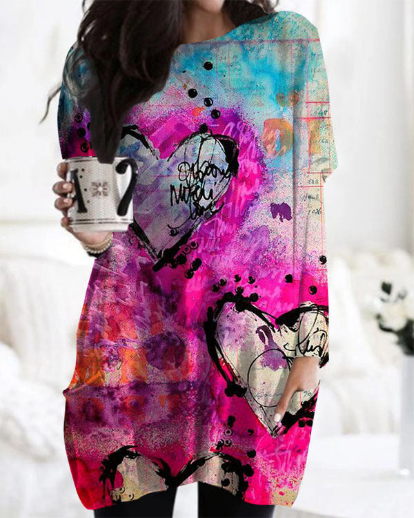 Midikleid im Picasso-Stil mit asymmetrischem Saum