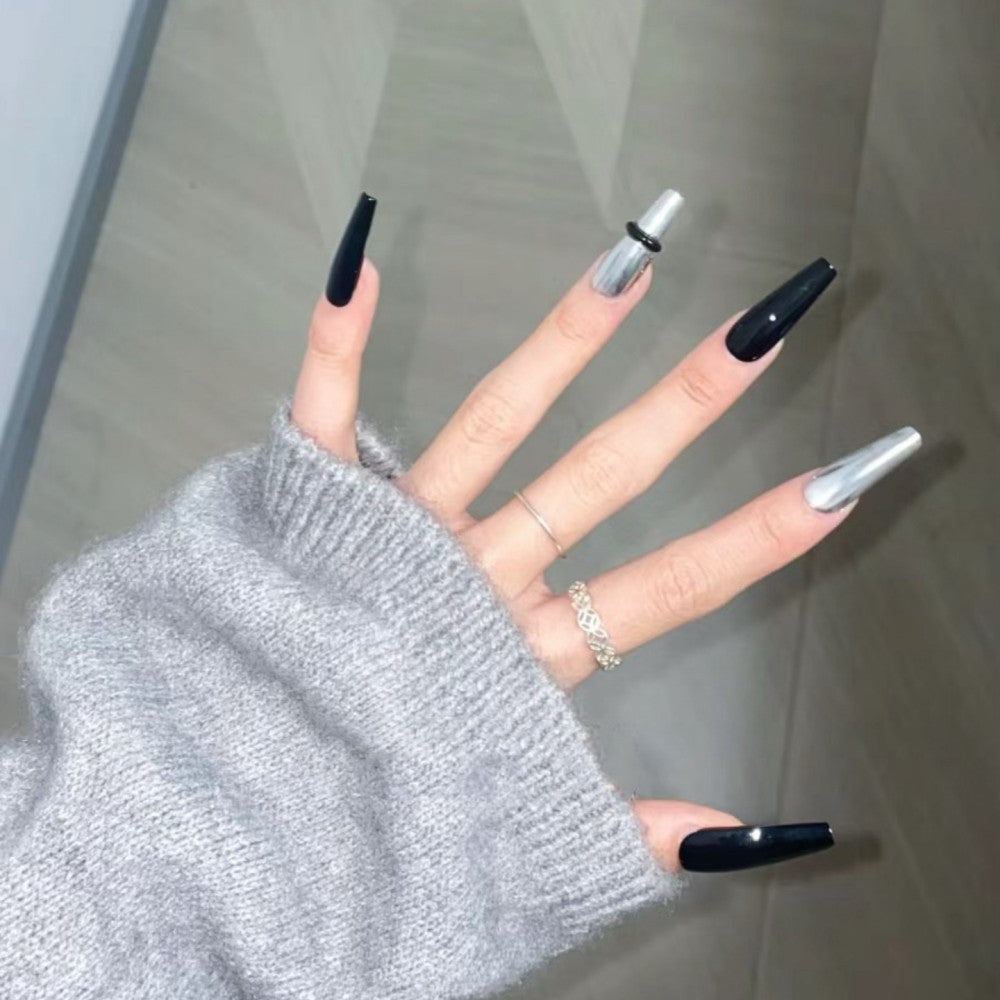 Silber-Schwarz Super Cool Nagelsticker