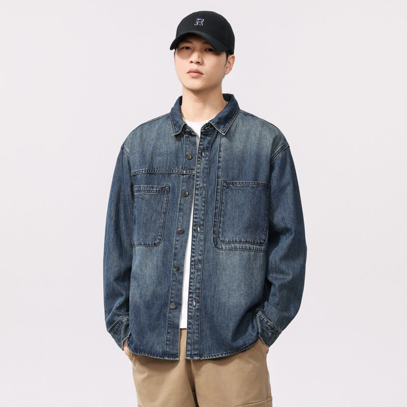 Amerikanisches Retro-Long-Sleeve-Denim-Shirt – Bild 4 | LuxeStyle