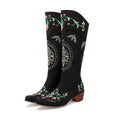 Chunky-Heel Retro Western Mid-Calf Boots