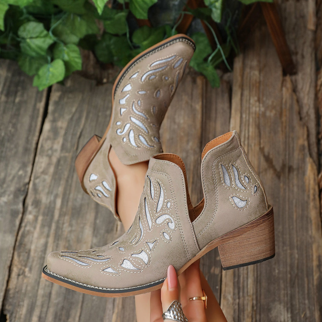 Western Ankle Boots mit Chunky-Absatz