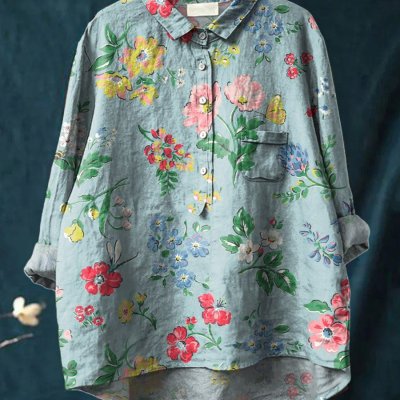Locker sitzendes Damen-Top mit Rundhals und Blumenprint – Bild 5 | LuxeStyle