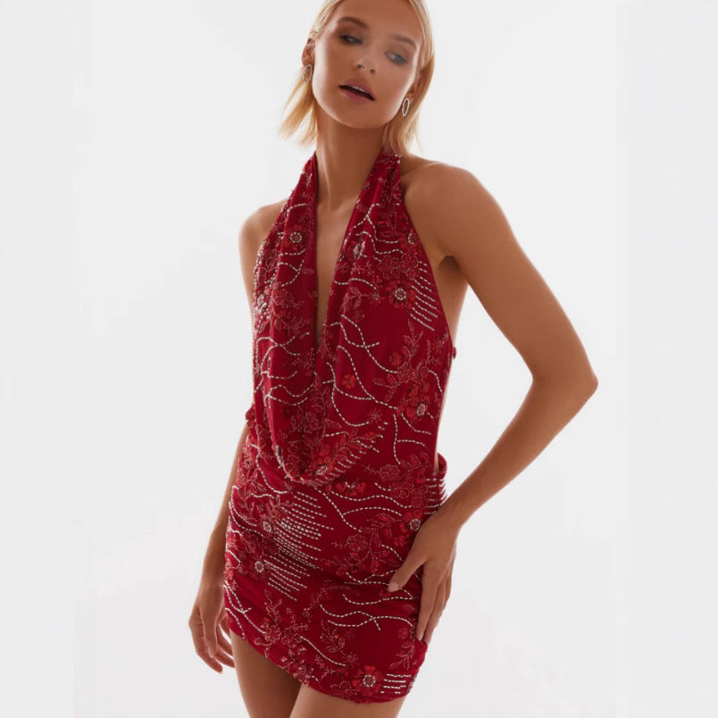Elegantes Neckholder-Kleid mit V-Ausschnitt