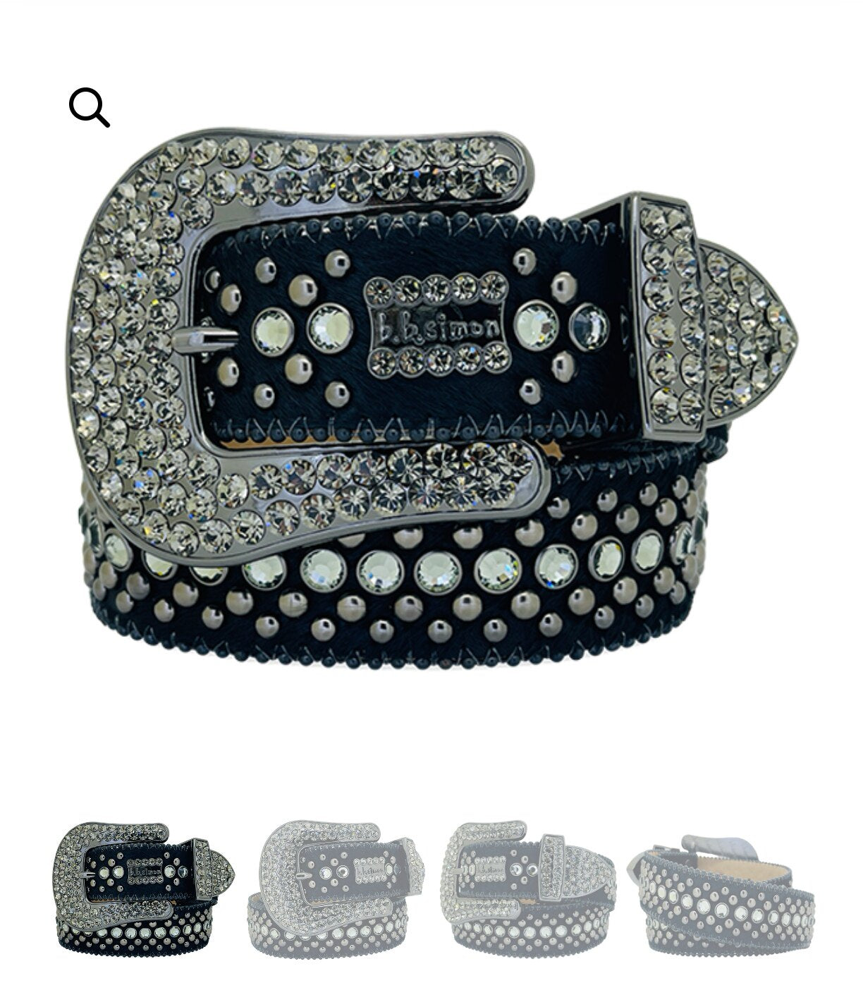 Rhinestone-Gürtel aus Vollnarbenleder