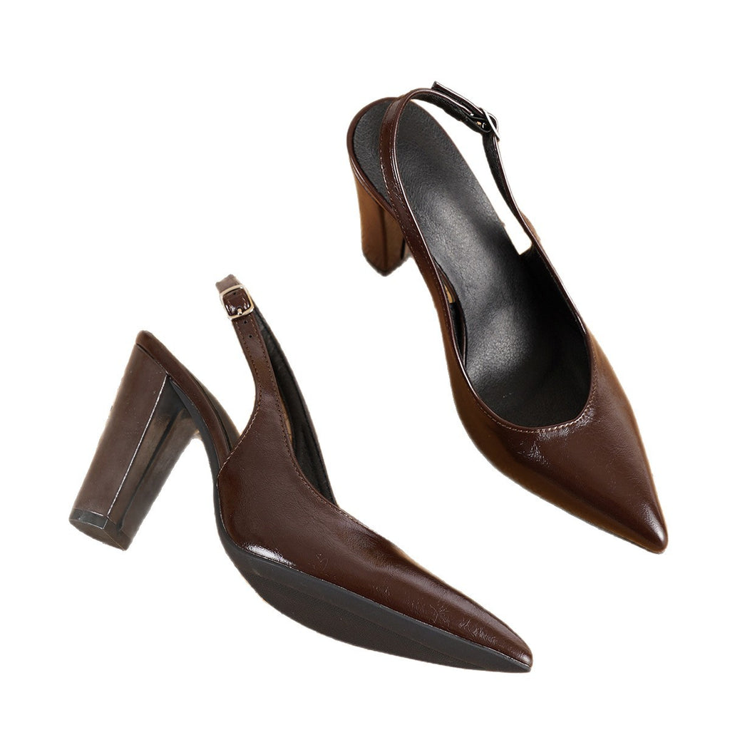 Französische Slingback Pumps mit hohem Chunky-Absatz