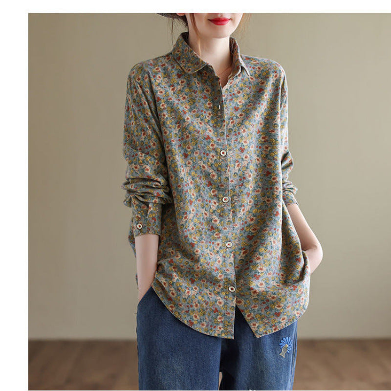 Bluse mit Blumenmuster, langärmlig