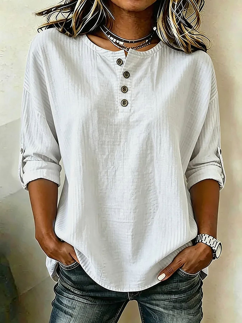 Damen Atmungsaktives 3/4-Arm-Shirt mit Manschetten