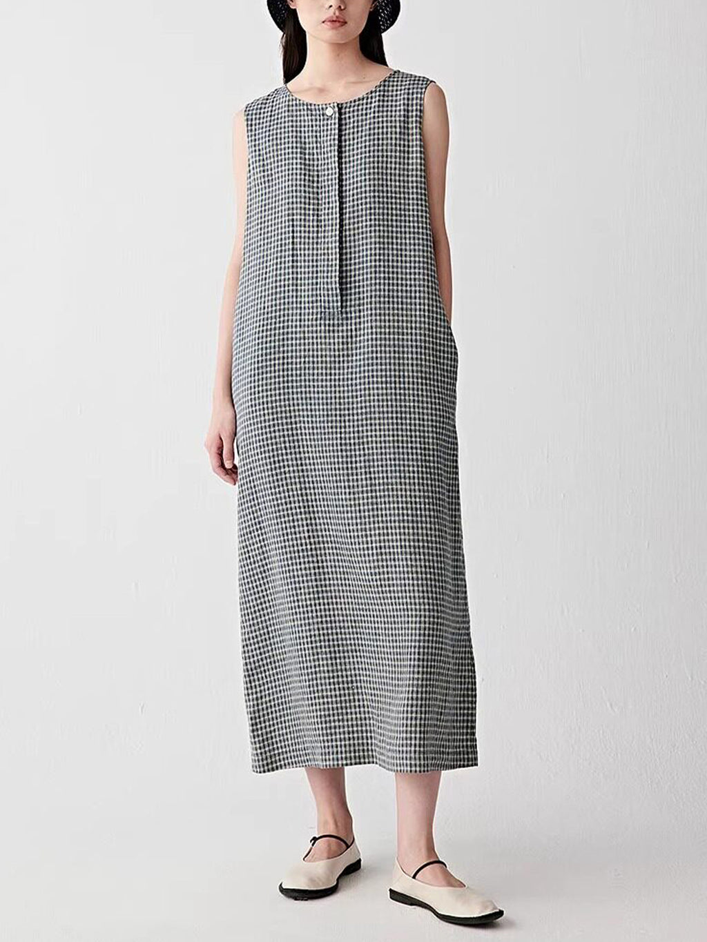 Leinenkleid ärmellos mit Taillengürtel – Bild 2 | LuxeStyle