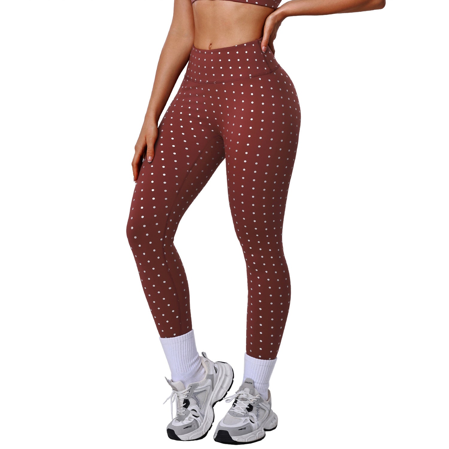 High-Waist Yoga-Pants mit Polka-Dots