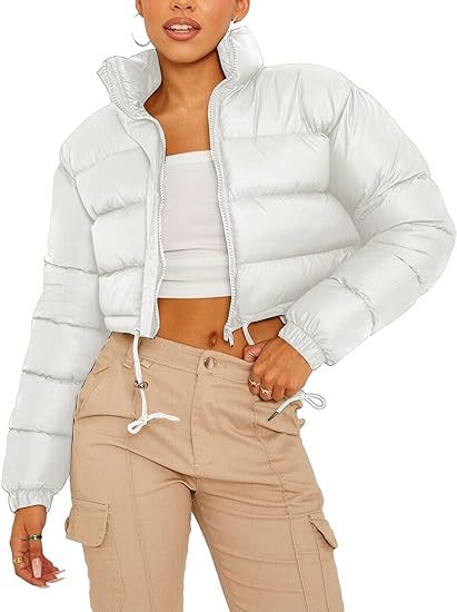 Weisser Pufferjacke mit Seitentasche – Bild 16 | LuxeStyle