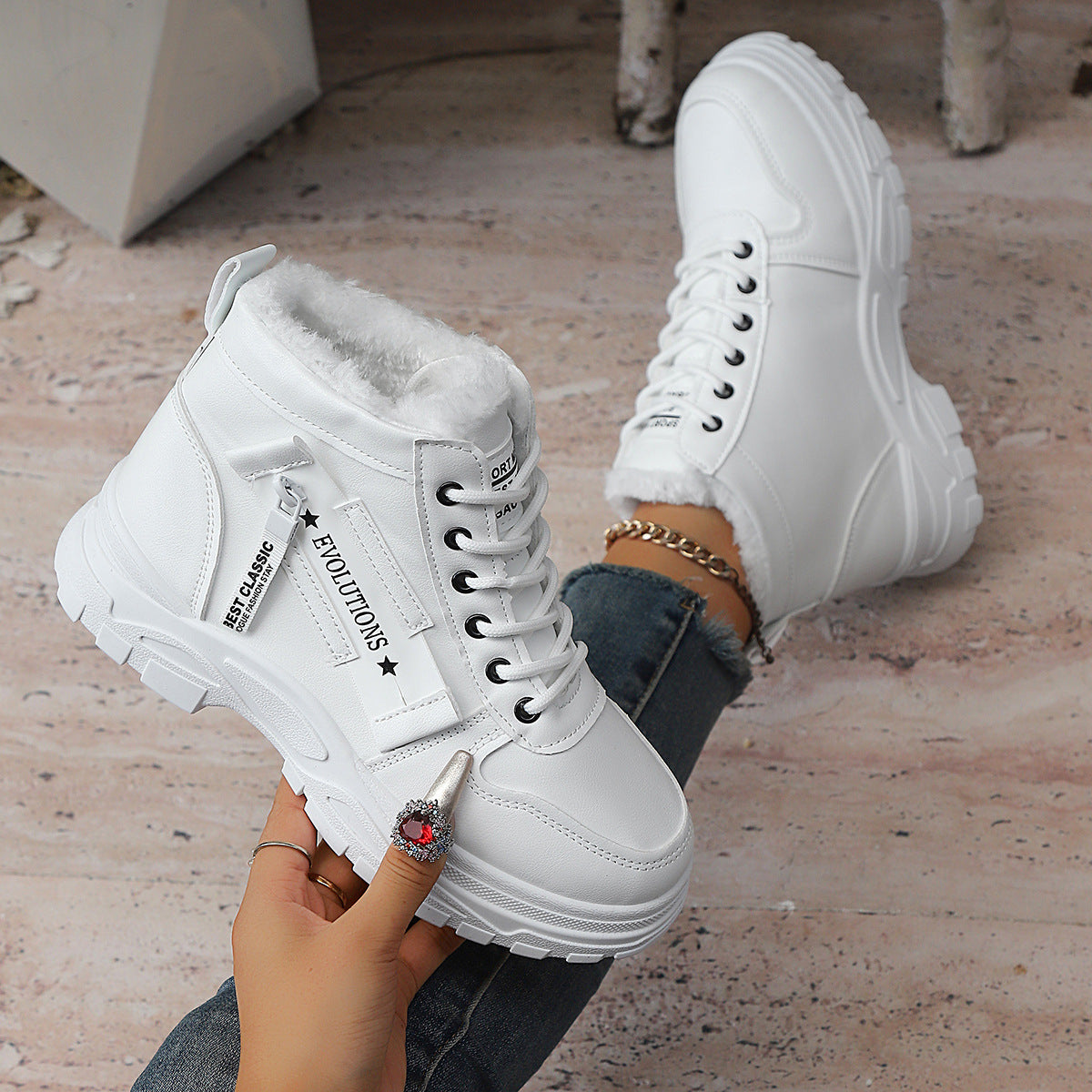 Warme Plateau-Schneestiefel für Damen