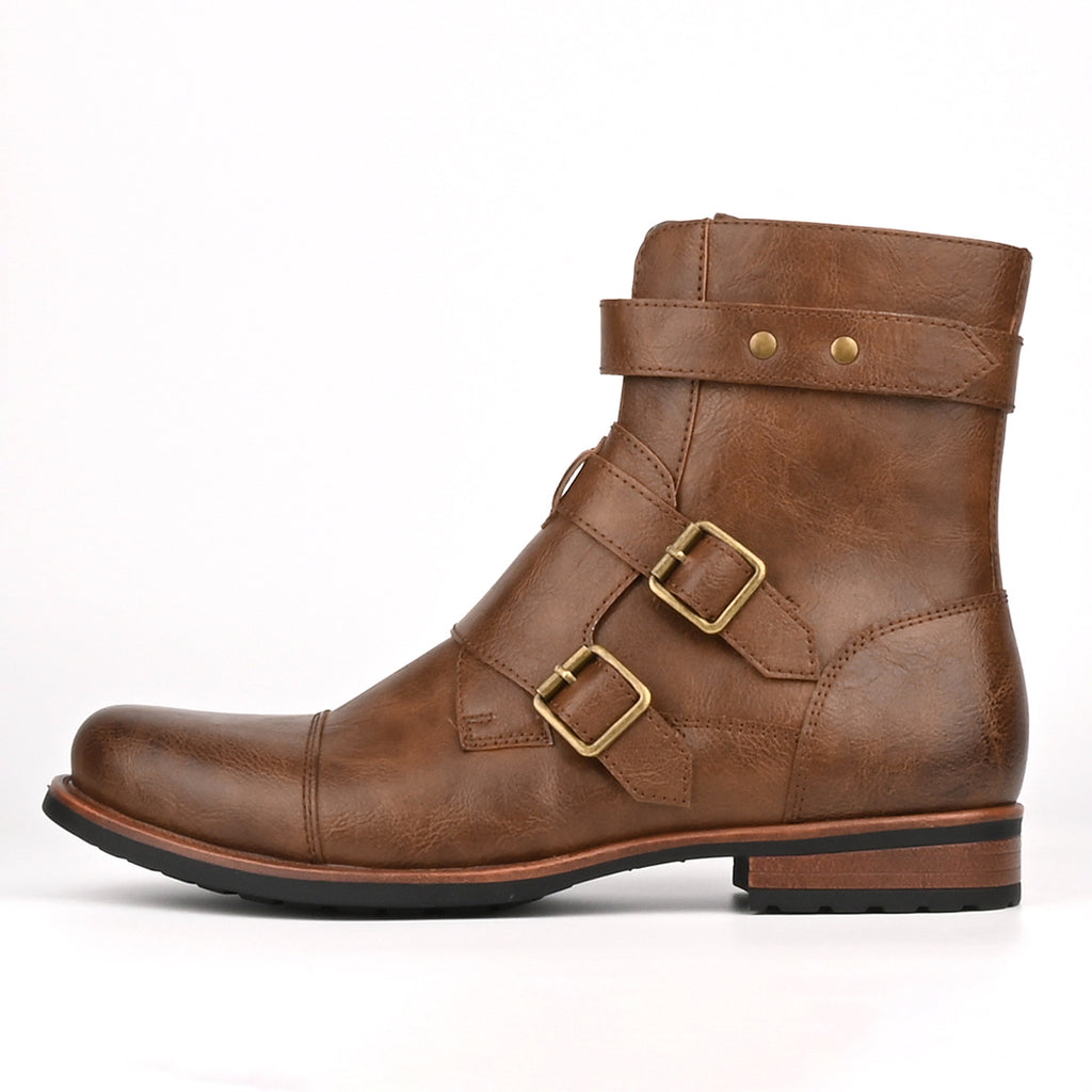 Vintage Denim Boots mit Metallschnalle
