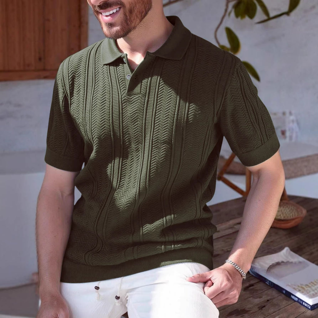 Polo-Shirt Strick Dunkelgrün – Bild 2 | LuxeStyle
