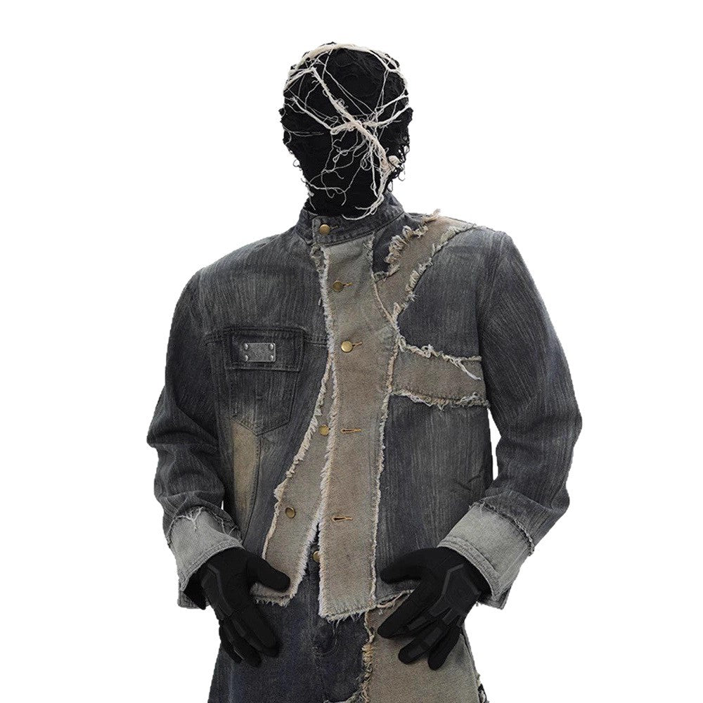 Vintage Patchwork Jeansjacke für Herren