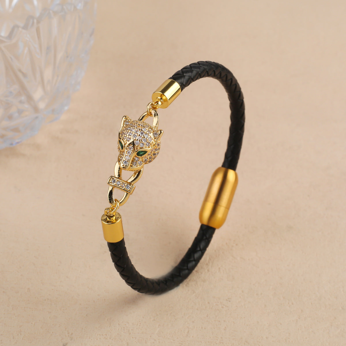 Vintage Herren-Lederarmband mit Leopardenkopf – Bild 3 | LuxeStyle