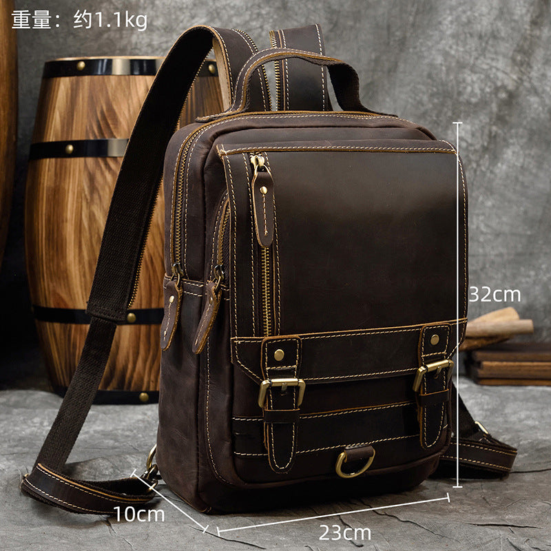 Retro Lederrucksack für Herren und Studenten – Ansicht 6