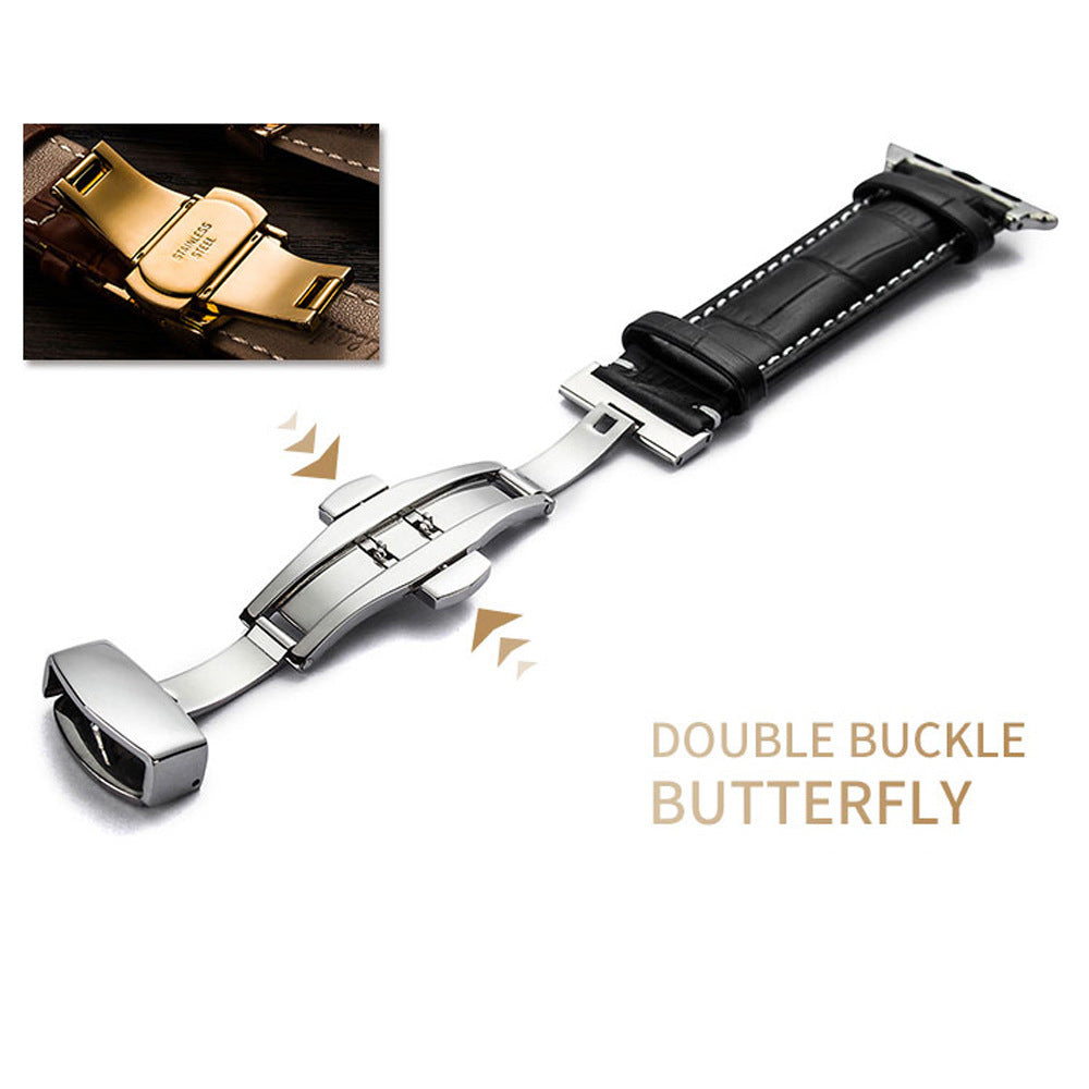 Lederarmband mit Faltschliesse und Doppelknopf