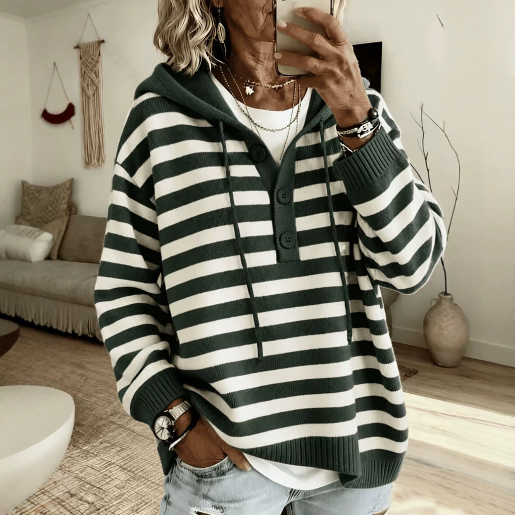 Gestreifter Kapuzenpullover aus Strick – Bild 4 | LuxeStyle