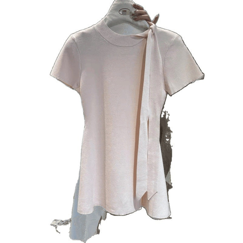 Kurzarm-Kleid mit Schleife und Schnürung