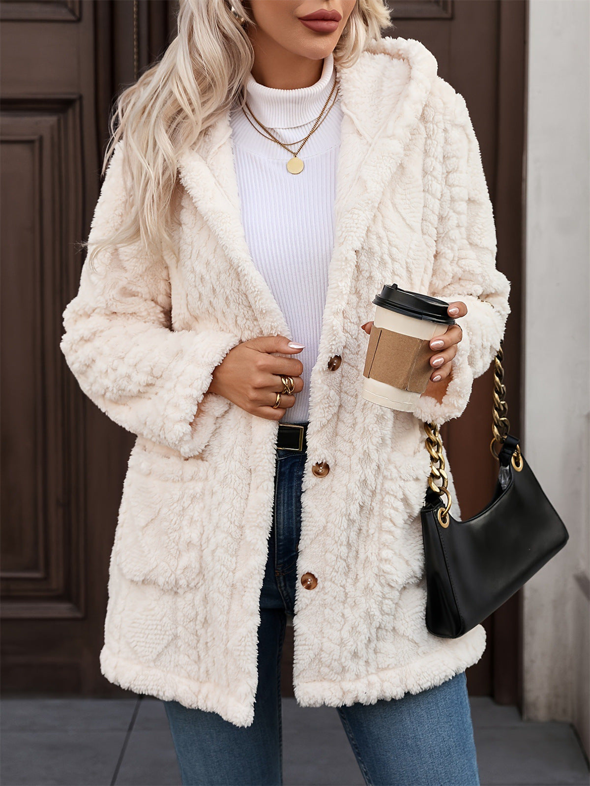 Kapuzen-Cardigan «Cosy» · uni, mit Knöpfen (Damen)