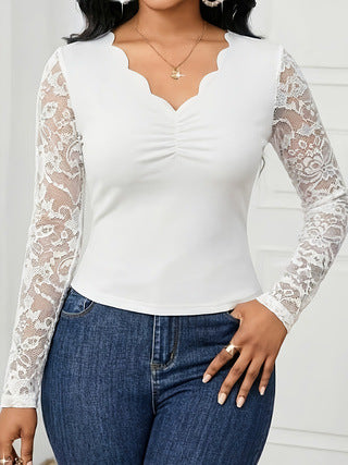 Elegantes Spitzen-Langarmshirt für Damen – Ansicht 6