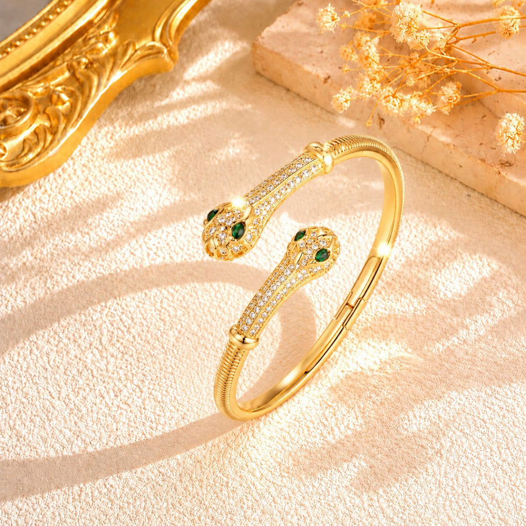 Doppelköpfiges Schlangen-Armband mit Diamanten