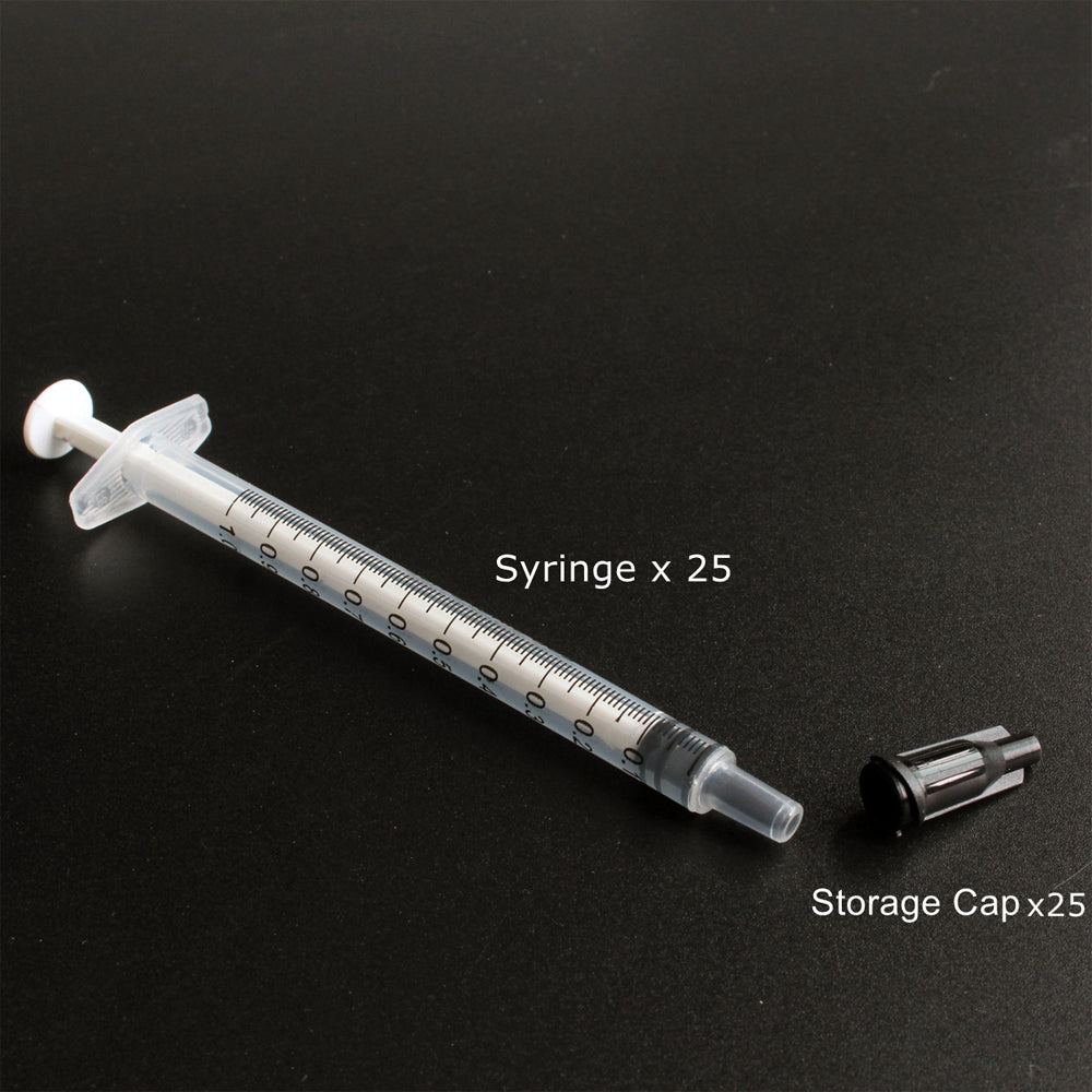 1ml Spritzen mit Kappen, 25er-Pack