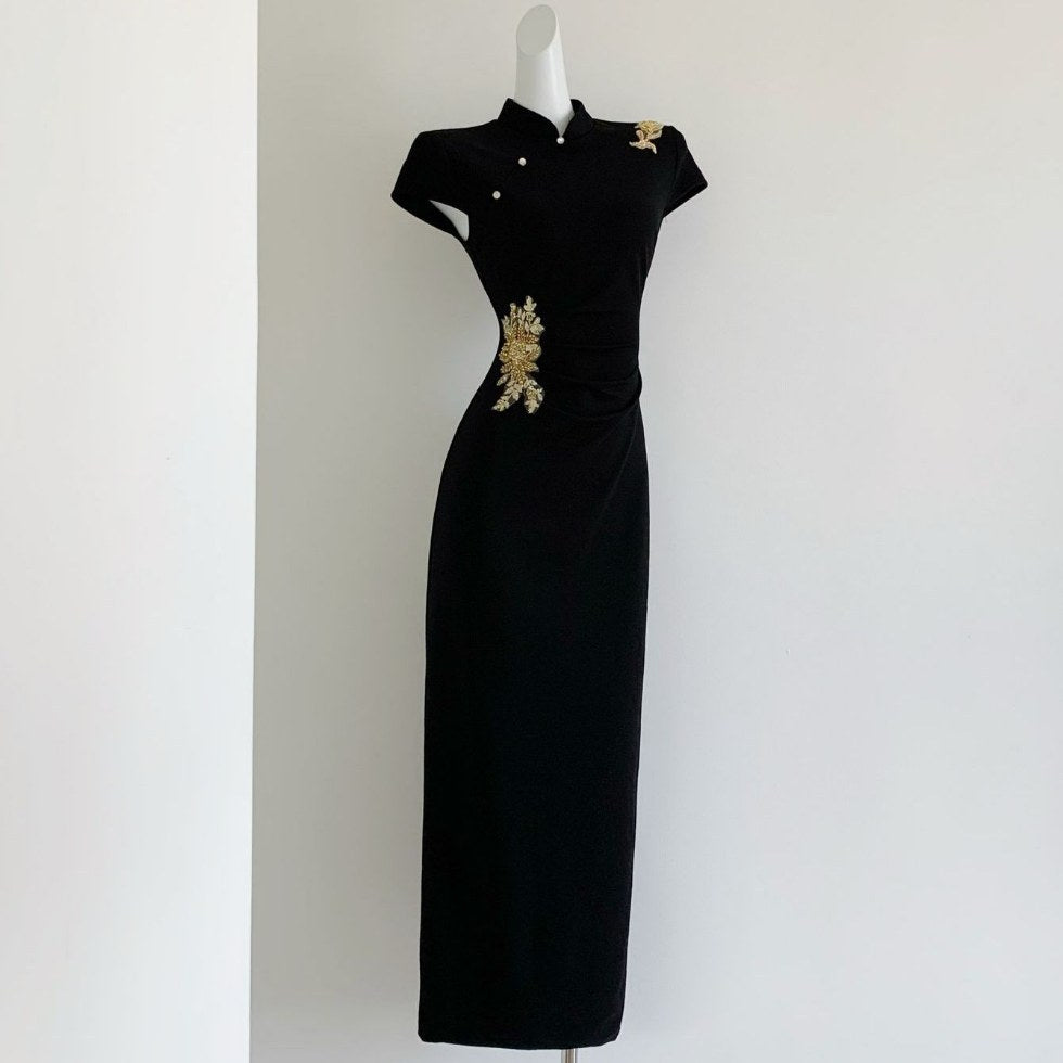 Vintage Cheongsam Kleid mit ¾-Ärmeln – Bild 8 | LuxeStyle