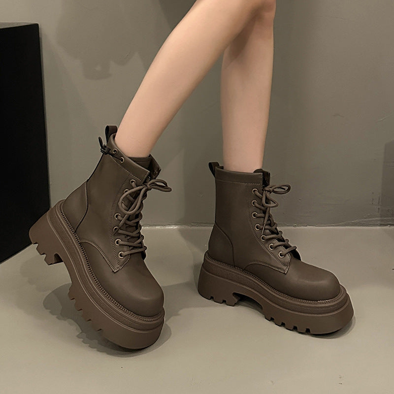 Vintage Chunky-Heel Platform Kurzstiefeletten