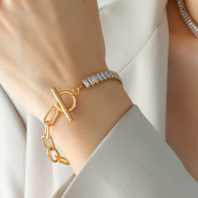 Funkelndes Zirkon OT-Verschluss Armband – Bild 4 | LuxeStyle