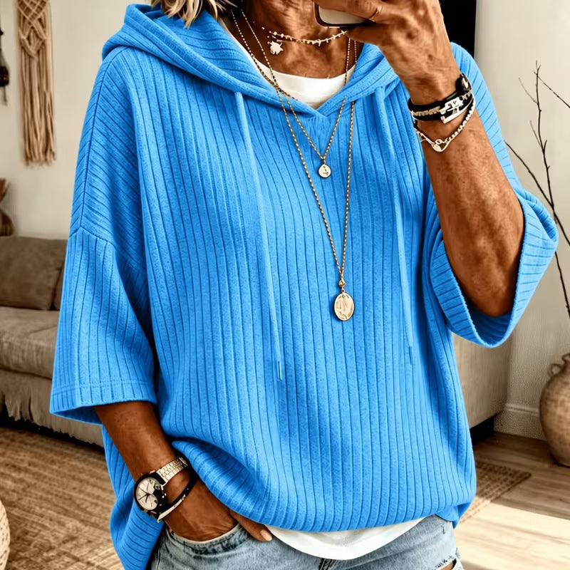 Unifarbener Hoodie mit doppelter Kapuze