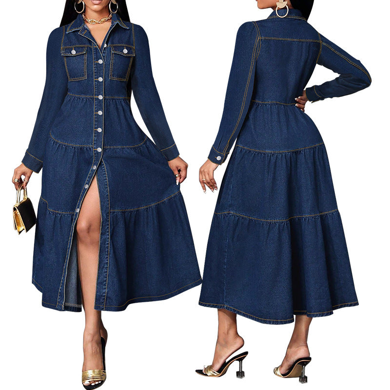 Elegantes Jeanskleid mit Cardigan-Design