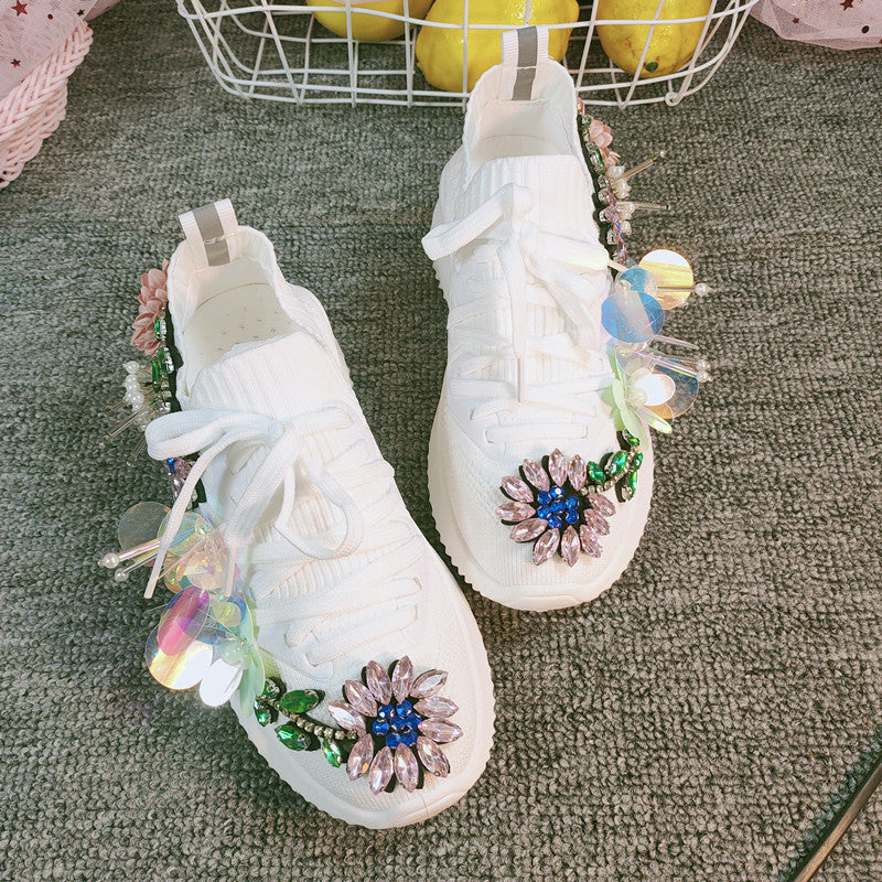 Damen Strick-Sneaker mit Keilabsatz