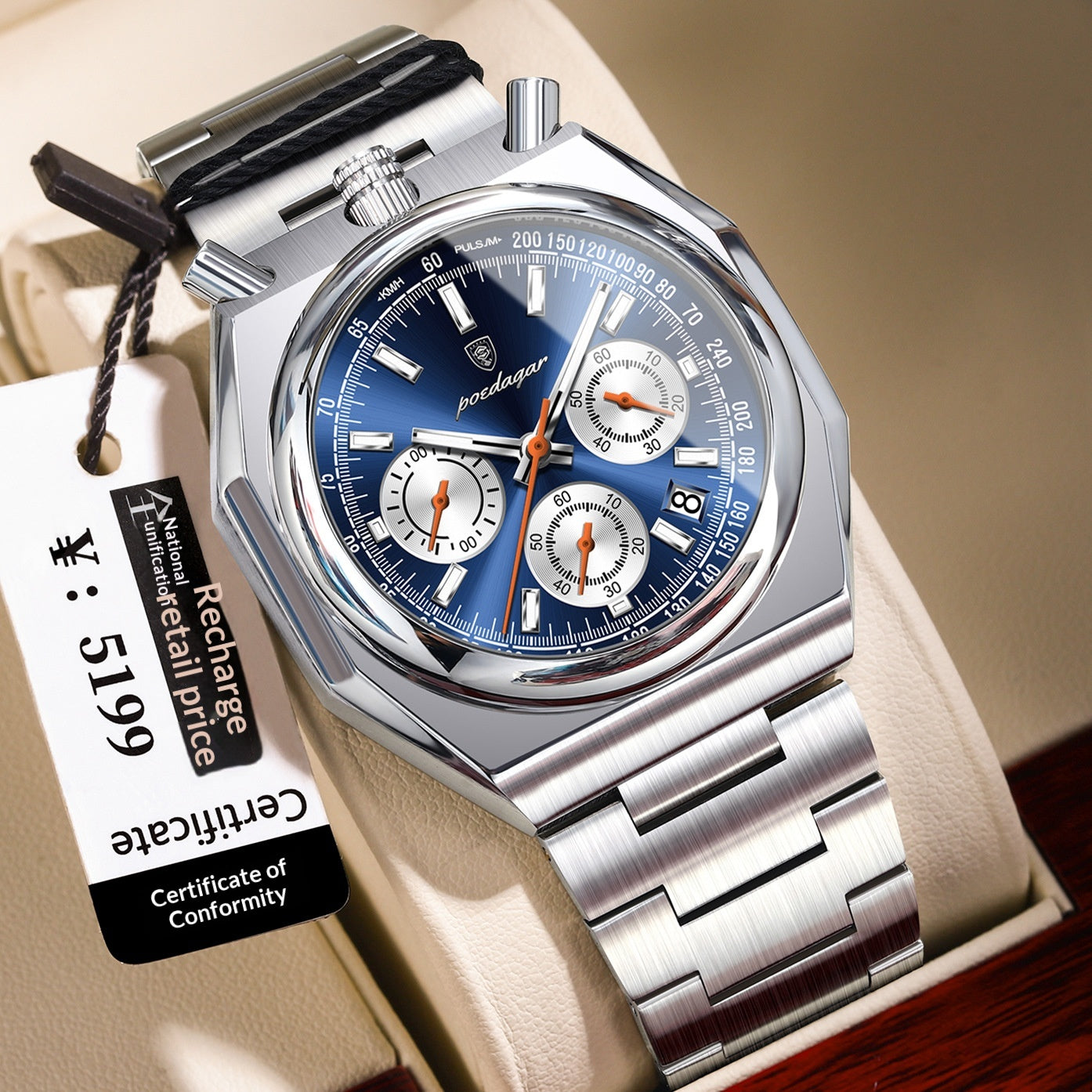 Wasserdichte Herrenuhr mit Multifunktion Quarzwerk