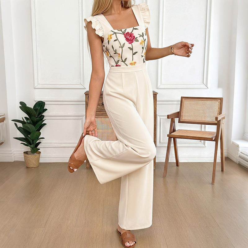 Geblümter Jumpsuit mit weitem Bein
