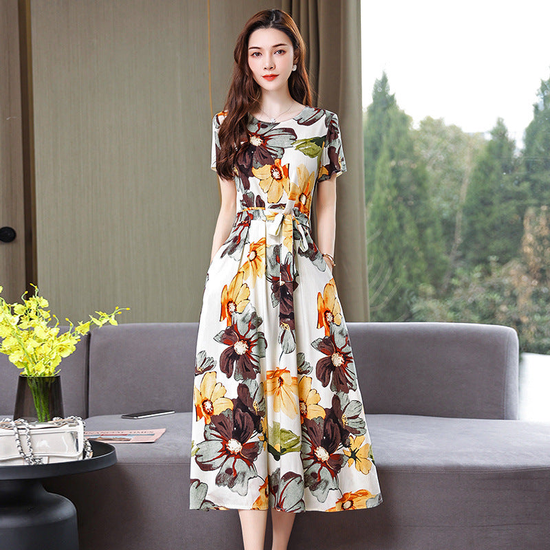 Elegantes Baumwoll-Seidenkleid mit Blumenmuster – Bild 12 | LuxeStyle
