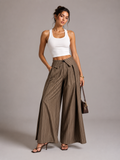High Waist Plissée Hose mit Nadelstreifen