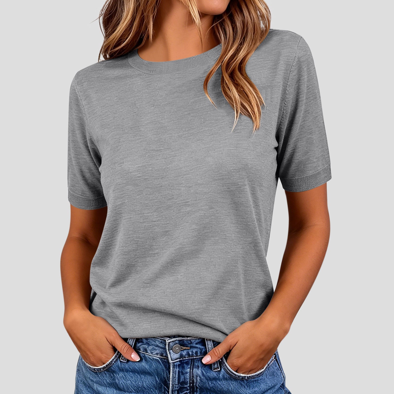 Leichtes Kurzarm-Strickshirt für Damen