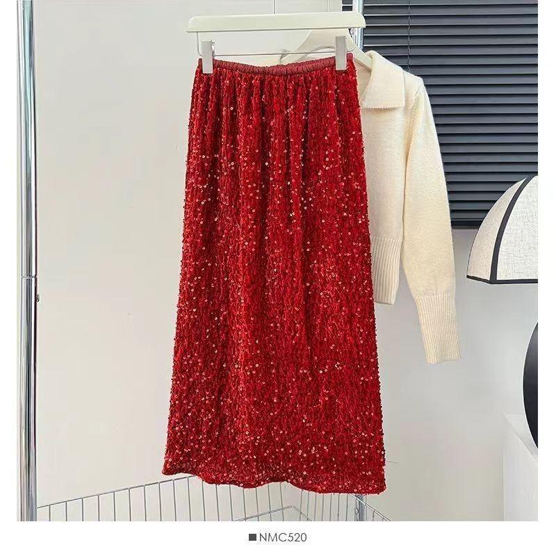 Samtene Rock mit Glitter und Schlitz