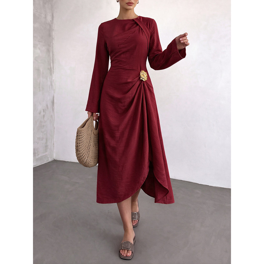 A-Linien Kleid mit Blumen-Ausschnitt, hohe Taille | LuxeStyle