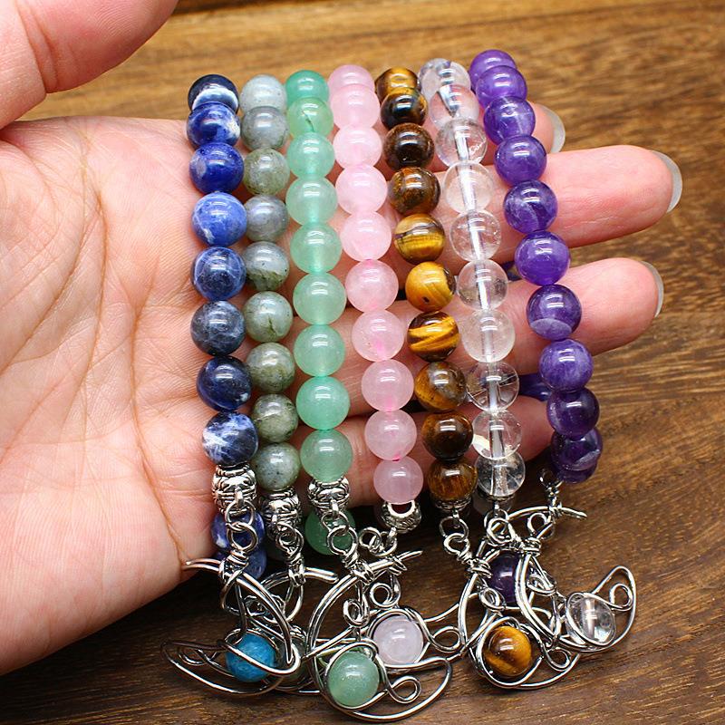 Naturstein-Armband mit runden Kristallperlen – Bild 1 | LuxeStyle