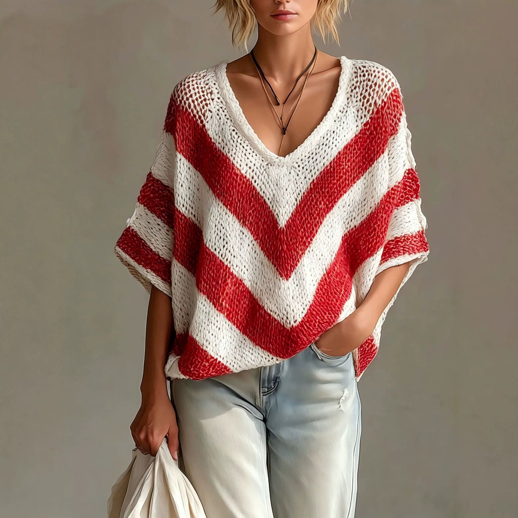 Loose-knit Pullover mit V-Ausschnitt – Ansicht 8