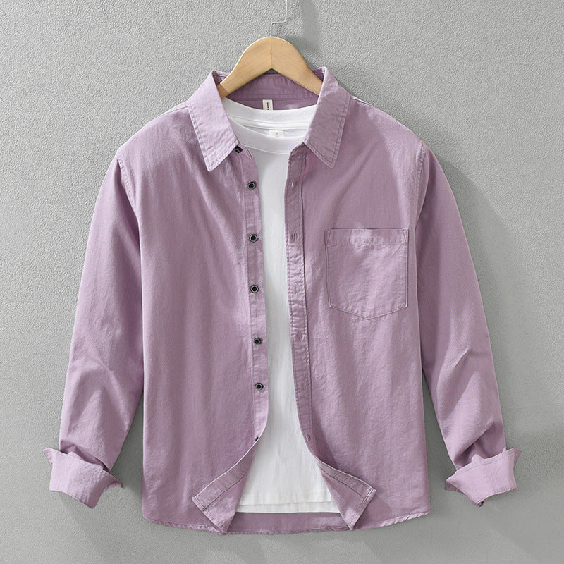 Langärmliges Baumwollshirt in Weiss, Lila, Dunkelgrün – Bild 6 | LuxeStyle