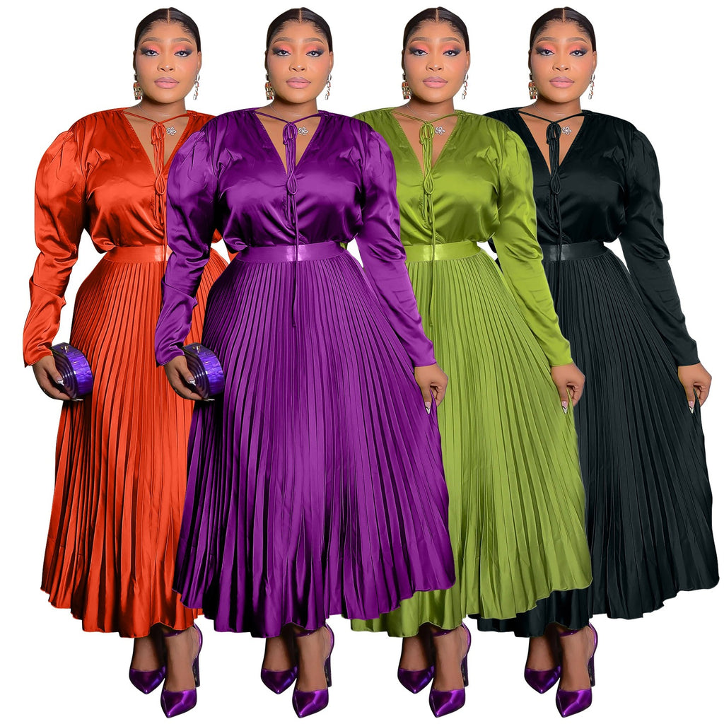 Elegantes Schnürkleid mit langen Ärmeln