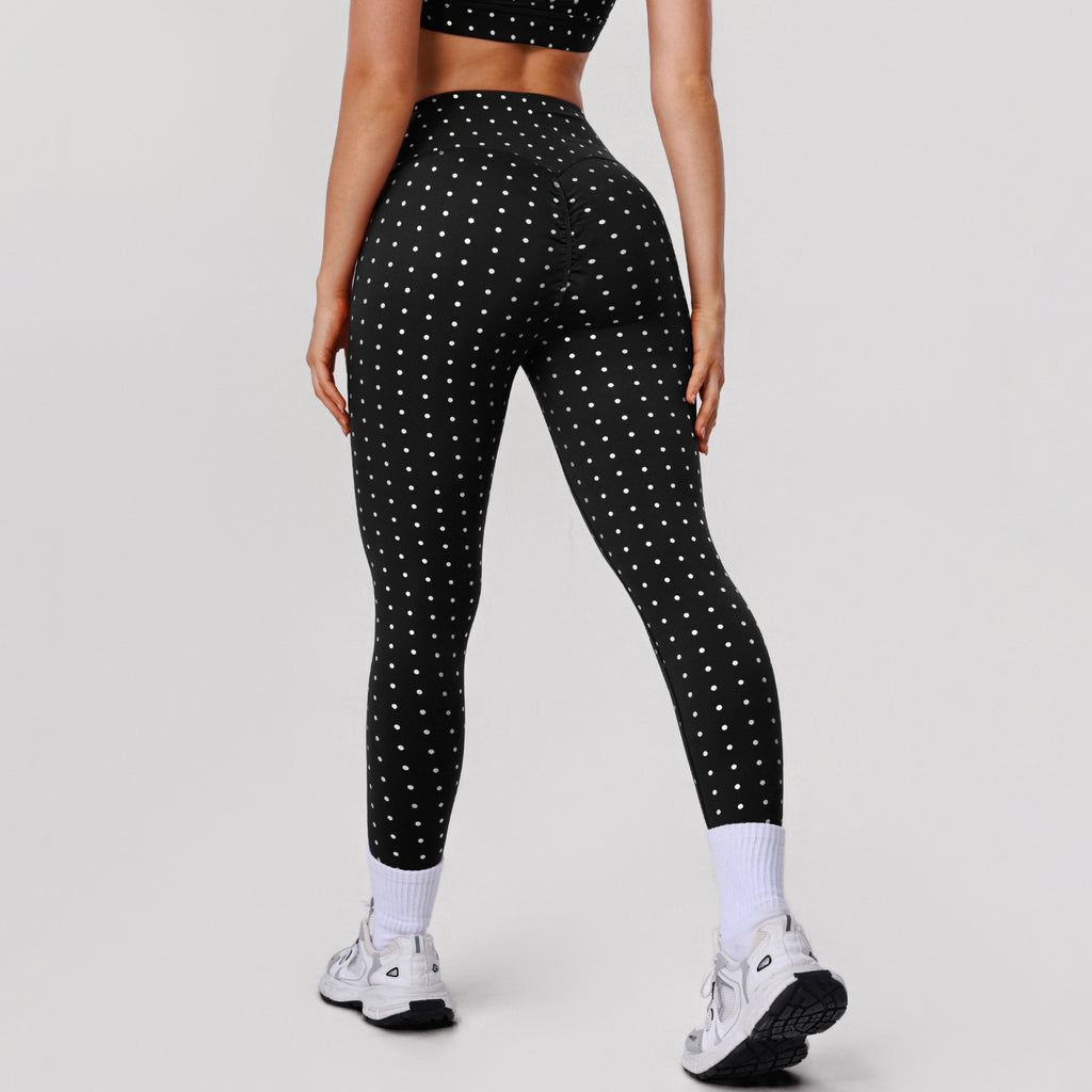 High-Waist Yoga-Pants mit Polka-Dots