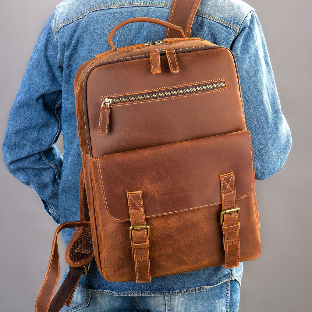 Leder Rucksack Retro – Grosses Hauptfach