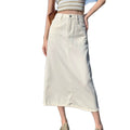 High-Waist A-Linien Jupe aus Denim – Ansicht 3