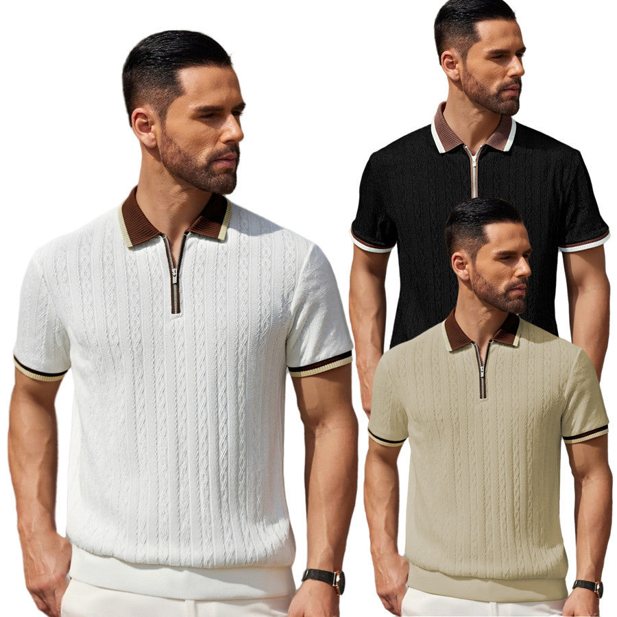 Polo-Shirt mit Reissverschluss und Streifen – Bild 8 | LuxeStyle