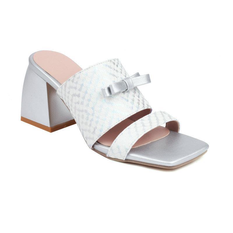 Schlangenprint Peep-Toe Sandalen mit hohem Blockabsatz – Bild 7 | LuxeStyle