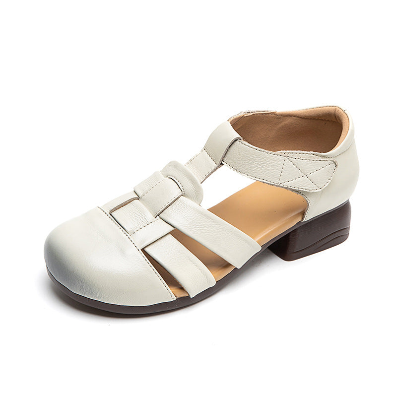 Retro-Sandalen mit Webmuster und Blockabsatz